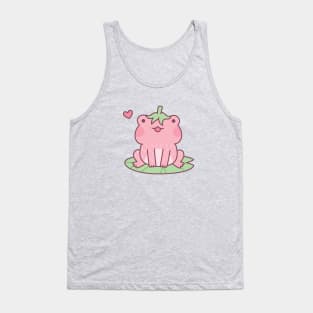 Cute Pink Strawberry Frog Doodle Tank Top